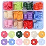 180 Stück Bunte Knöpfe Bunt Buttons, 20mm 4 Löcher Knöpfe zum Basteln,...