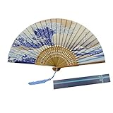KAKOO Japanische Handfächer Kanagawa Sea Welle Fächer Taschenfächer mit...