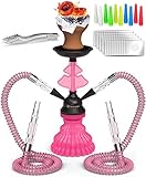 Shisha Set Klein mit 2 Schläuche - 30cm Rosa Mini Shisha - 2 Schlauch...