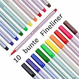 Fineliner Set 10er - bunt, 10 verschieden Farben - im Aufbewahrungsetui -...