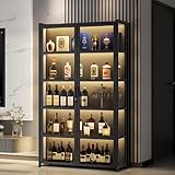 Hynbdes Weinschrank mit Schloss und LED-Beleuchtung, große Kapazität,...