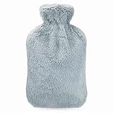 Wärmflasche mit Weichem Bezug 2L Bettflasche Flauschig PVC...