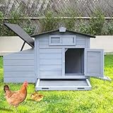 Hühnerstall Winterfest 106x64x71cm, Hühnerhaus mit Nistkasten aus Holz,...
