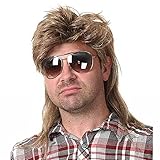 Perücke Männer Hellbraun Vokuhila 80er Mullet Perücke Herren Lang...