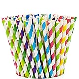Comfy Package, [200 Pack] Striped Paper Drinking Straws 100% Biodegradable...