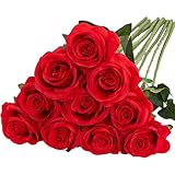 YUNNIAN 10 Lebensechte Seidenrosen Mit Langem Stiel Brautstrauß Hochzeit...