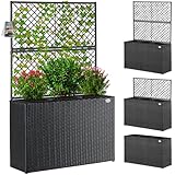 Casaria® Blumenkasten Rankgitter 3 Innentöpfe Polyrattangeflecht...