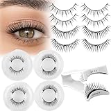 Magnetische Wimpern, 4paar Magnet Wimpern Natürlicher Look Mit Zange...