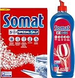 Somat 5in1 Spülmaschinenpflege SET, Klarspüler 750ml & Spezial-Salz...