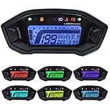 Geloo Motorrad Digitaler Tachometer, 13000 U/min Motorrad Messgerät LED...