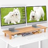 ROCDEER Bambus-Dual-Monitorregal für 2 Monitore, Monitorständererhöhung,...