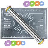 NEXROLA Nudelholz Edelstahl Einstellbares, Antihaft Teigroller mit 4...