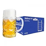 Van Well 6er Set Maßkrug 1 Liter geeicht | großer Bierkrug mit Henkel |...