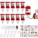 QEEROYO Halloween Blutbeutel Set, 10 Stück, 350 ml Infusionsbeutel mit...
