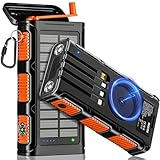WASTDE Wireless Solar Powerbank 26800 mAh mit Handkurbel und 4 Kabeln,...