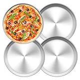 TEAMFAR Pizzablech 4er-Set, Edelstahl Rund Pizzaform Pizza Backblech zum...