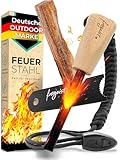 Feuerstahl Outdoor 8mm, Feuerstein mit Holzgriff für maximalen Funkenflug,...