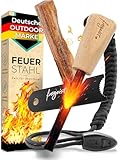 Feuerstahl Outdoor 8mm, Feuerstein mit Holzgriff für maximalen Funkenflug,...