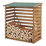 [en.casa] Brennholzunterstand aus Tannenholz 123x116x64cm Kaminholzregal...