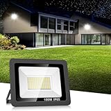 Realky 100W LED Strahler Außen, 10000LM LED Fluter 144LEDs Außenstrahler...