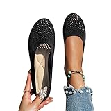 Minetom Damen Ballerina Slip On Schuhe rutschfest Stricken Sneaker Bequem...