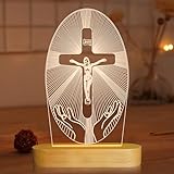 3D-Illusionslampe Jesus Cross Night Night, USB Power Warm Colors...