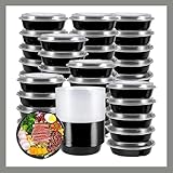 Pokanic Meal Prep Containers Round [60 Set] x [794.8 g] with Lids, 1...