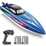 WeFone RC Boot für Kinder,2,4 GHz ferngesteuertes Boot mit LED-Lichtern,...