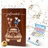 PARBOOLY - Hochzeitskarte edel aus Holz mit Umschlag, Geldgeschenk...