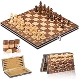 Schachspiel aus Holz,3 In 1 Schachspiel Magnetisch,Chess Board Set klappbar...