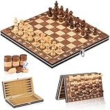 Schachspiel aus Holz,3 In 1 Schachspiel Magnetisch,Chess Board Set klappbar...