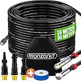 MONZANA® Rohrreinigungsschlauch Premium Set 15m 200bar inkl. 3 Adapter 2...