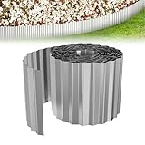 XMTECH Gewellte Rasenkante 10m, Beetbegrenzung aus Metall, verzinkt,...