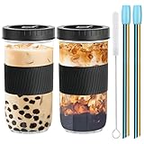 RHtvrll 2 Stück Tea Becher, Smoothie Becher 24 oz Bubble Tea Becher Mit...