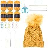 WEBEEDY Strickset für Anfänger, komplettes Mützen-Strickset mit Garn,...