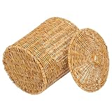 Ciieeo Geflochtener Aufbewahrungskorb Rund mit Deckel Leichter...