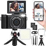 Digitalkamera mit WiFi 4K 64MP Autofokus Full HD 5K Vlogging Kamera für...