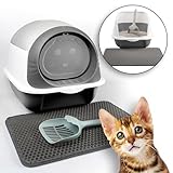LINUMA® Katzenklo mit Deckel abnehmbar - Katzen Klo mit Katzenstreumatte,...