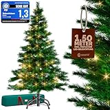 CASARIA® Weihnachtsbaum künstlich 150 cm Lichterkette 100 LED Tannenbaum...