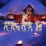Rentiere Weihnachten Deko Aussen, 3 Stück LED Rentier Familie,...