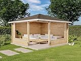 Alpholz 5-Eck Gartenlaube Maik-40 aus Massiv-Holz, Gartenhaus mit 40 mm...