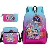 Jilijia Anime Luka Rucksack, 3-teiliges Set, 3D-Drucke, Schultaschen,...