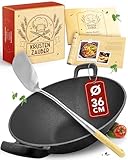 KRUSTENZAUBER 36cm Gusseisen Wok Induktion - Wokpfanne mit Wokwender -...