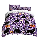Halloween Bettwäsche Set 3-teilig mit Kissenbezügen - Weiches Flanell...