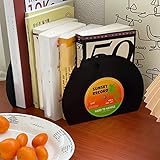 2 x Vinyl-Buchstützen, Retro-Buchstützen aus Vinyl, schwarze...