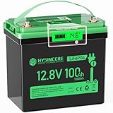 HYSINCERE 12V 100Ah LiFePO4 MINI Lithium Batterie mit LED, 100A...