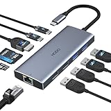 HODO USB C Hub Ethernet für MacBook Air, Adapter Mac Book Zubehör 10 in 1...