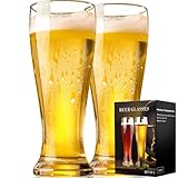 ParaCity Biergläser 450ML, Weizenbiergläser 0,45L, Bierkrug Gläser 2er...