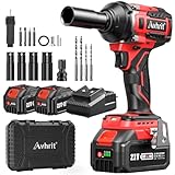 Avhrit Akku Schlagschrauber mit 2x 4.0Ah Lithium Batterie, 700N.m 1/2 Zoll...