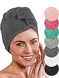 LAYNENBURG 2er-Set Premium Haarturban mit Knopf aus 100% Baumwolle -...